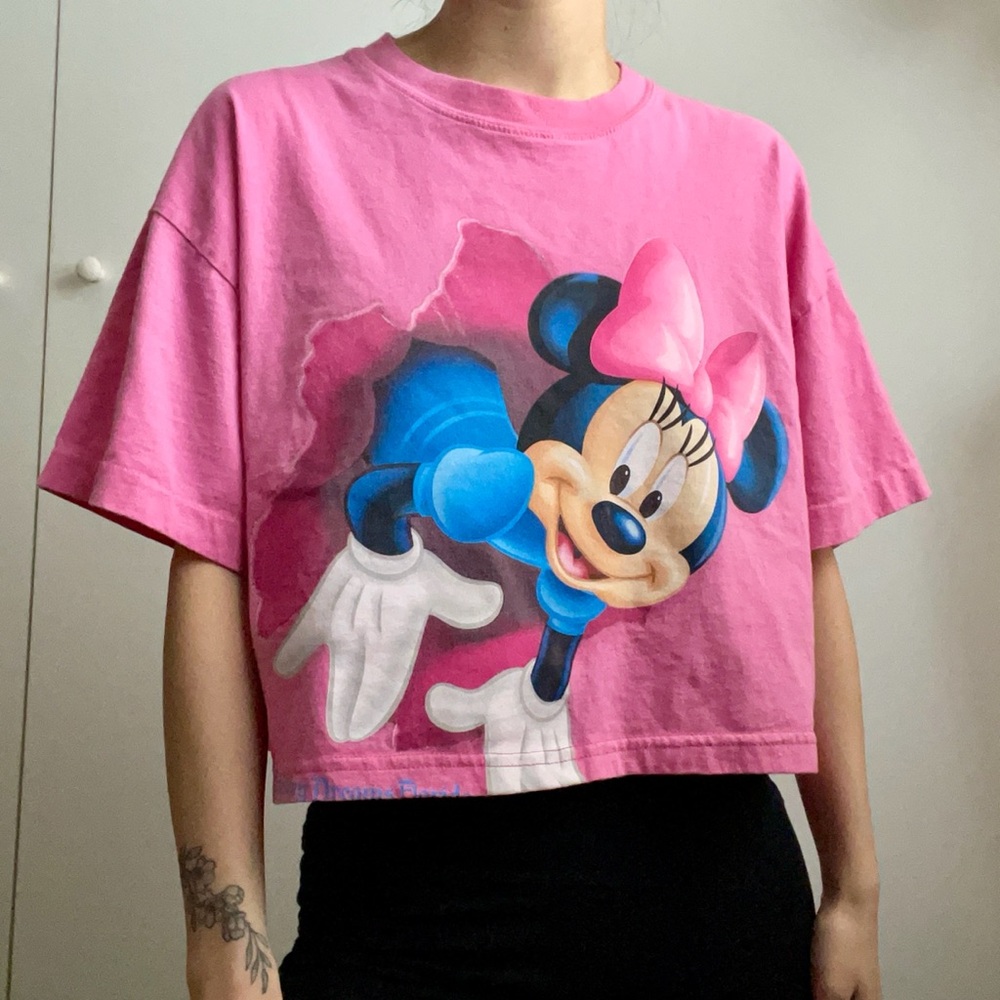 Vintage Reworked Minnie Mouse Double Sided Crop Top